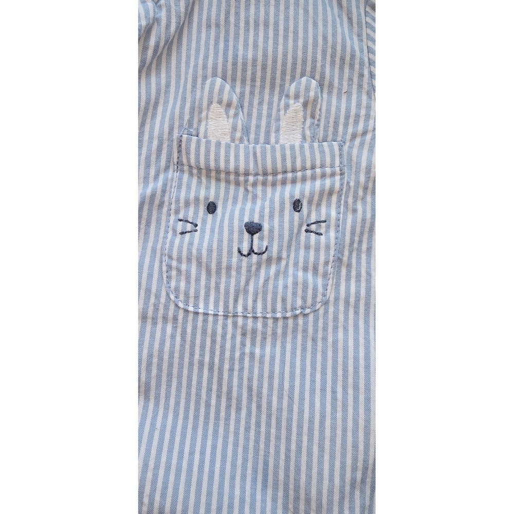 Just One You by Carters Baby Boy Blue White Striped Bunny Romper 9M 1N522010 - Picture 4 of 6
